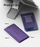 Outstanding | Tablet Stand - Purple tablet stand with dimensions 145.3mm by 80.3mm by 5.5mm shown with angle markings.