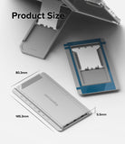 Outstanding | Tablet Stand - Dimensions of a silver tablet stand showing 145.3mm length, 80.3mm width, and 5.5mm thickness.