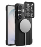 [Bundle] Galaxy S26 Ultra | Onyx α Magnetic - Black phone case with magnetic charger and camera lens protector.
