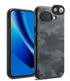 [Bundle] Google Pixel 10a Case | Onyx - Google Pixel 10a Case | Onyx - Onyx camo phone case with a separate camera lens protector shown next to a smartphone.