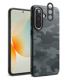 [Bundle] Galaxy A57 | Onyx - Galaxy A57 | Onyx - Black camo phone case with a separate camera lens protector floating above the device.