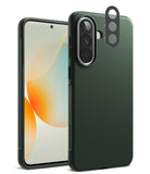 [Bundle] Galaxy A57 | Onyx - Dark green phone case on a Galaxy A57 with a separate camera lens protector floating above.