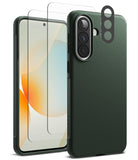 [Bundle] Galaxy A57 | Onyx - Galaxy A57 in a dark green Onyx case with two screen protectors and a camera lens protector.