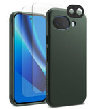 [Bundle] Google Pixel 10a Case | Onyx - Google Pixel 10a Case | Onyx - Dark green phone case, screen protector, and camera lens cover for Google Pixel 10a.