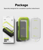 Poco F7 Screen Protector | Easy Slide Tempered Glass - Poco F7 Screen Protector - Packaging and two Easy Slide tempered glass installation kits with green alignment frames.