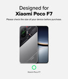 Poco F7 Screen Protector | Easy Slide Tempered Glass - Poco F7 Screen Protector - Xiaomi Poco F7 smartphone shown from front and back with text confirming device compatibility.
