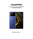 Poco M3 Case | Onyx - Front and back view of a blue Xiaomi Poco M3 smartphone with a textured protective case.