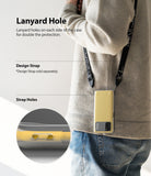 Poco M3 Case | Onyx - A person wearing a yellow Poco M3 phone case with a black lanyard, highlighting dual strap holes.