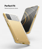 Poco M3 Case | Onyx - Gold and clear protective phone case shown from back and front angles against a white background.
