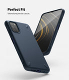 Poco M3 Case | Onyx - Navy blue textured phone case shown from back and front angles against a white background.