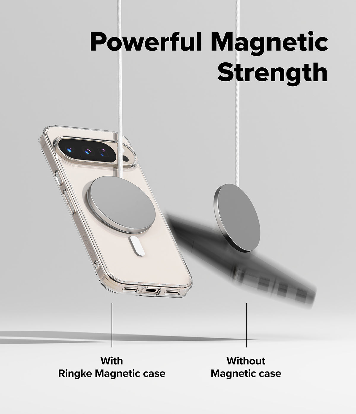 [Bundle] Google Pixel 10 Pro XL Case | Fusion Magnetic - Google Pixel 10 Pro XL Case | Fusion Magnetic - A magnetic charger sticks to a phone case while falling off a phone.