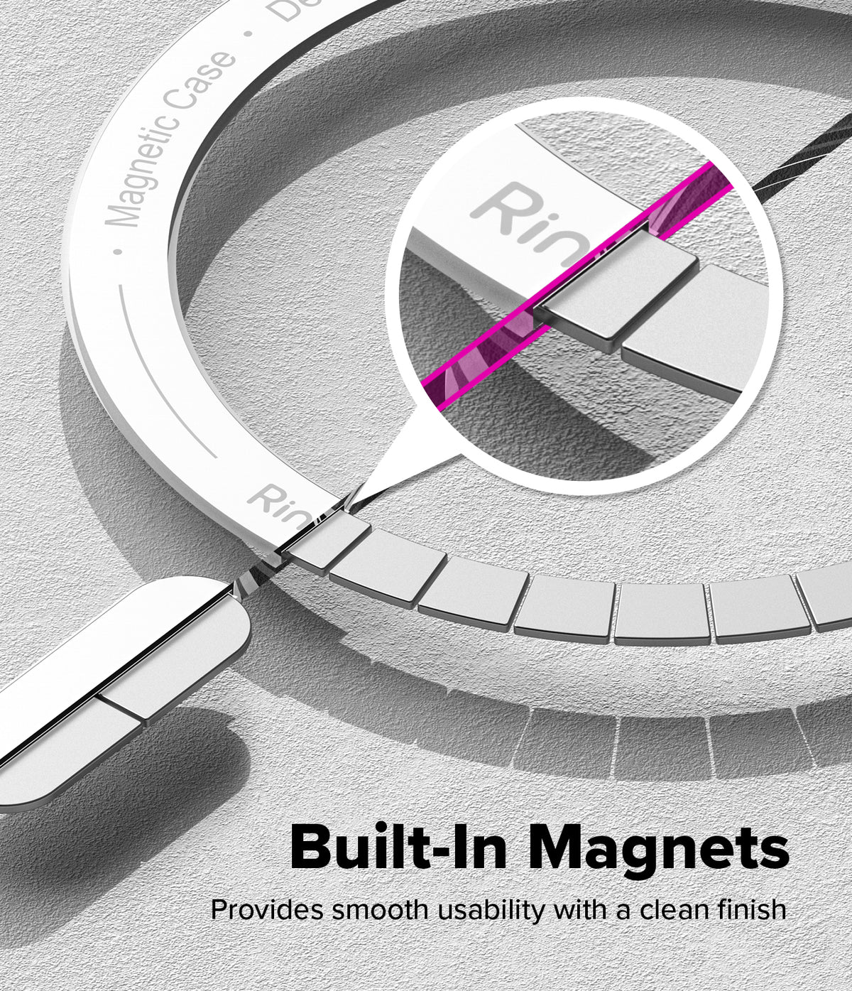 Google Pixel 10 Pro XL Case | Fusion Magnetic - Close-up of a circular magnetic ring array embedded in a phone case.