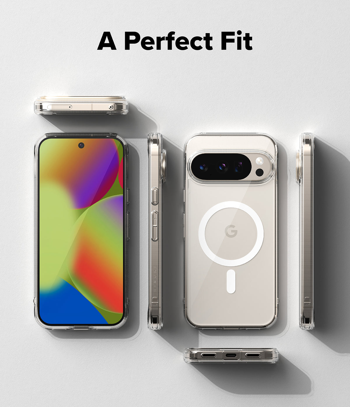 Google Pixel 10 Pro XL Case | Fusion Magnetic - Clear phone case showing front, back with magnetic ring, and sides.