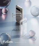 Google Pixel 10 Pro XL Case | Fusion Matte - Two clear phone cases displayed with a smartphone against glass spheres.