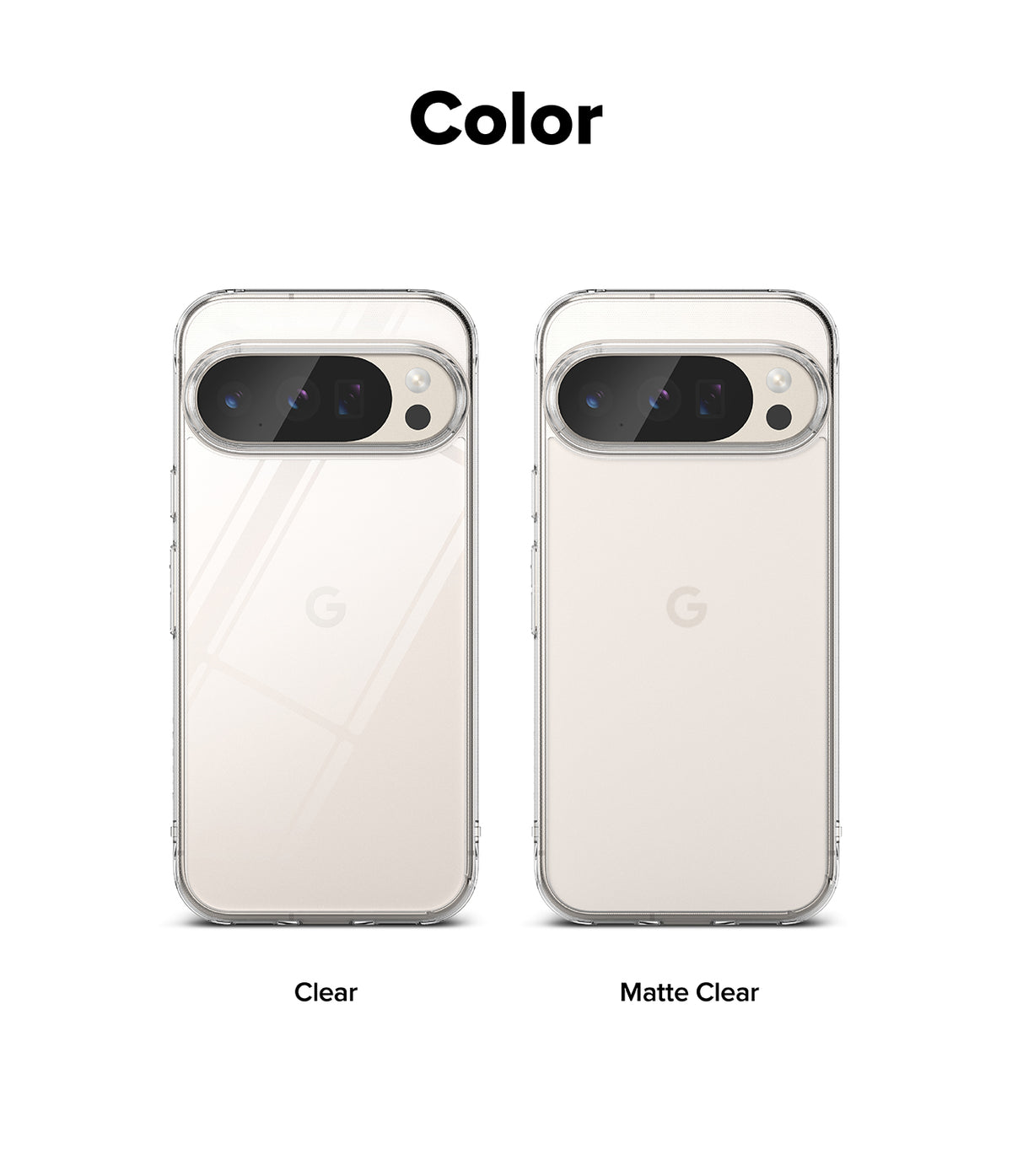 Google Pixel 10 Pro XL Case | Fusion Matte - Comparison of a clear and matte clear phone case on Google Pixel phones.