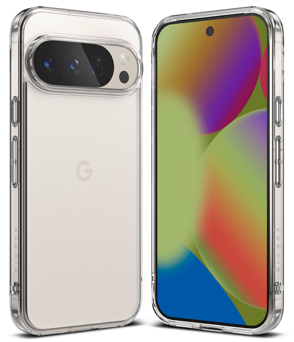 Google Pixel 10 Pro XL Case | Fusion Matte - Front and back views of a clear phone case on a Pixel 10 Pro XL.