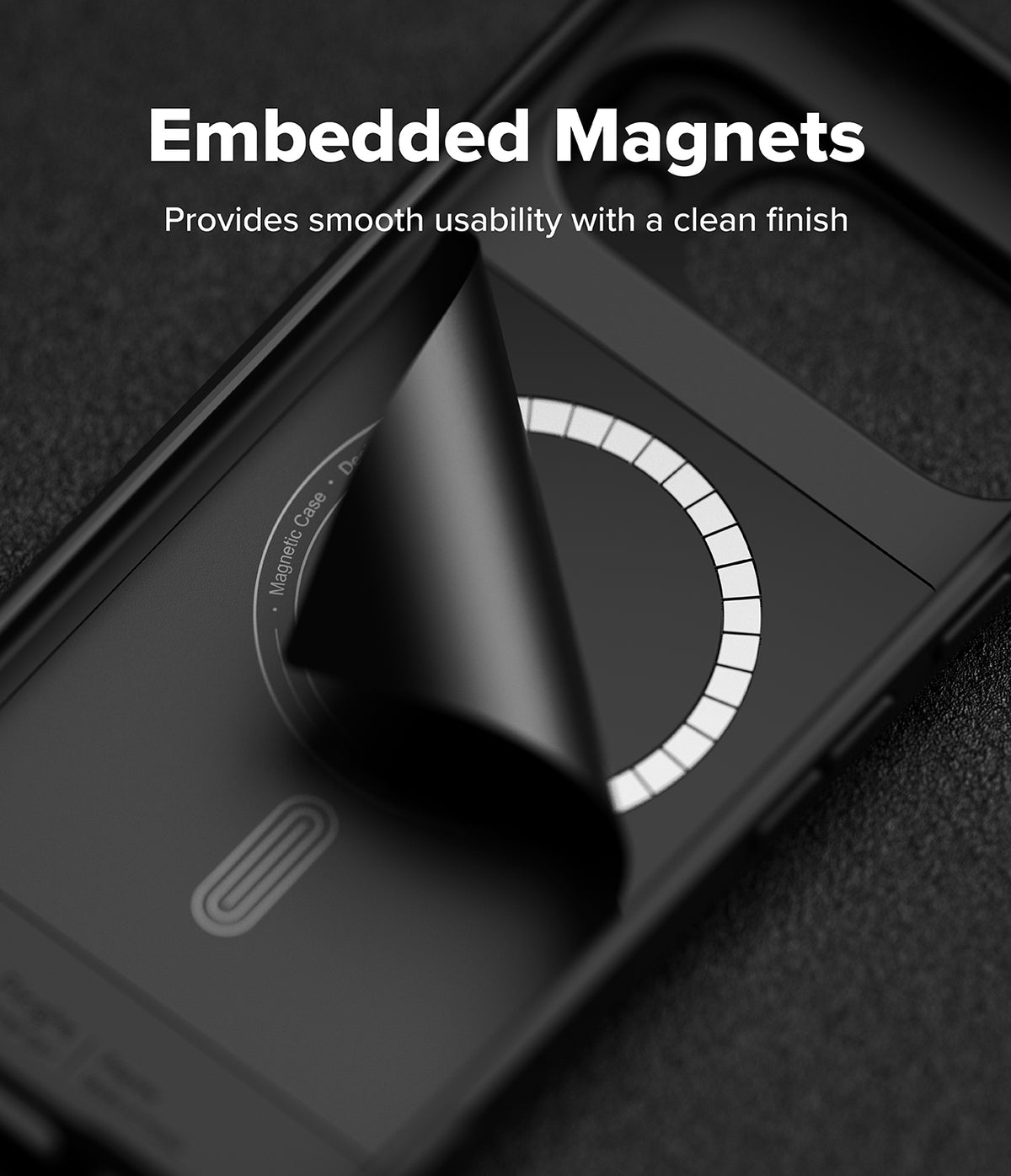 Google Pixel 10 Pro XL Case | Onyx Magnetic - Black phone case interior showing a circular magnetic ring under a peel.