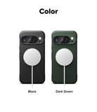 Google Pixel 10 Pro XL Case | Onyx Magnetic - Black and dark green magnetic phone cases with white charging pucks.
