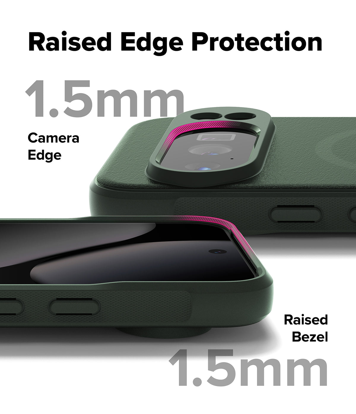 Google Pixel 10 Pro XL Case | Onyx Magnetic - Dark green phone case highlighting 1.5mm raised camera and screen bezels.