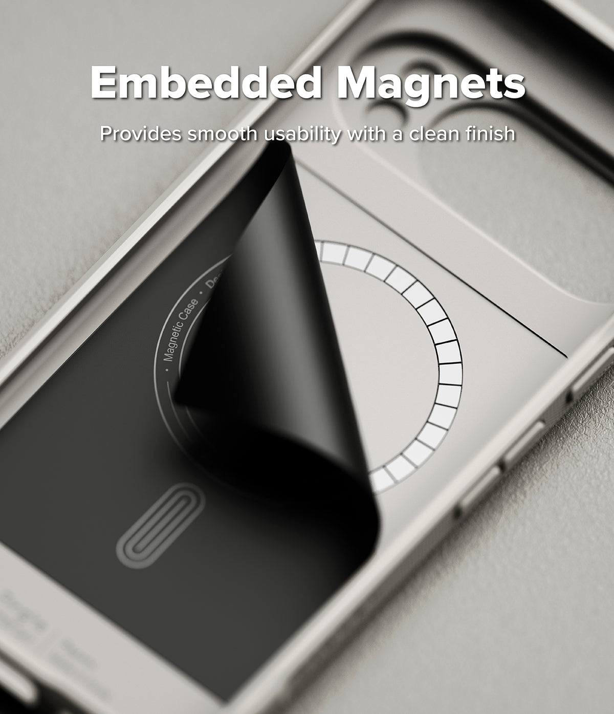 Google Pixel 10 Pro XL Case | Onyx Magnetic - Interior view of phone case showing embedded circular magnet array.