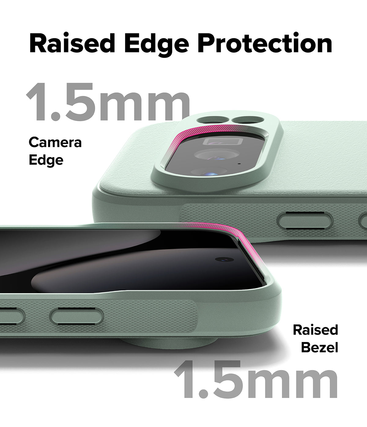 Google Pixel 10 Pro XL Case | Onyx - Sage green phone case showing 1.5mm raised camera edge and screen bezel protection.