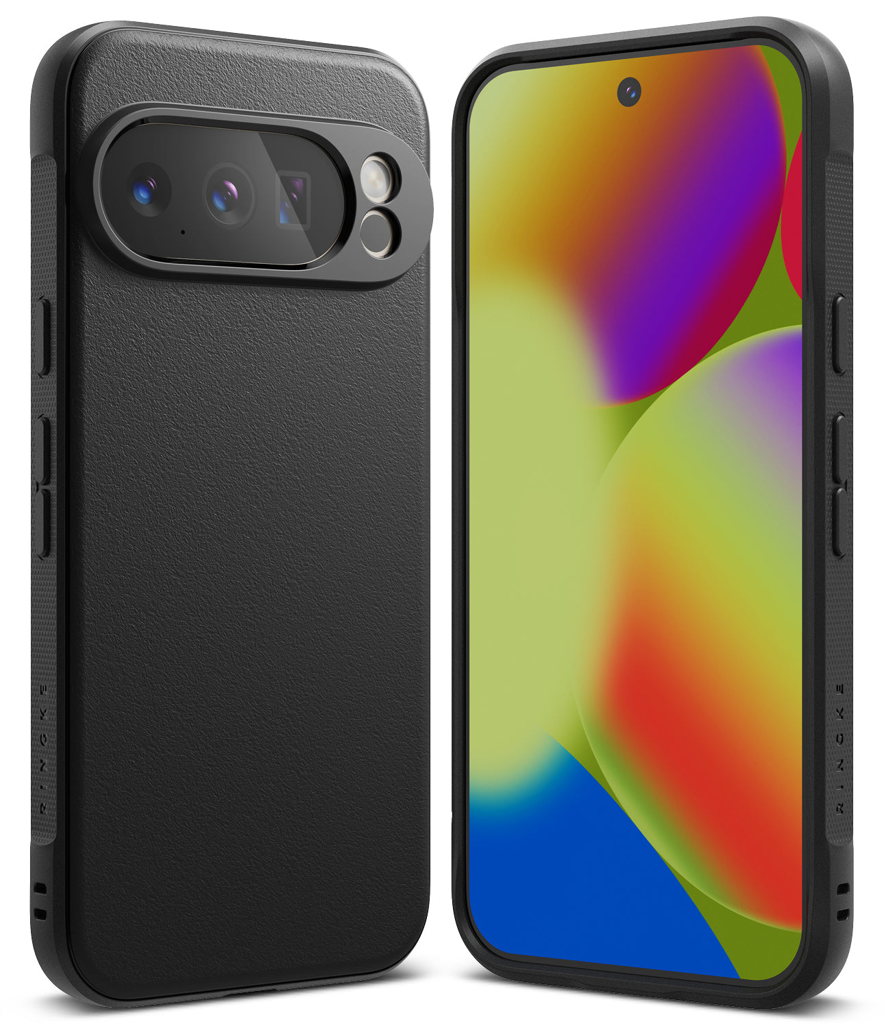 Google Pixel 10 Pro XL Case | Onyx - Matte black protective phone case shown from back and front views.