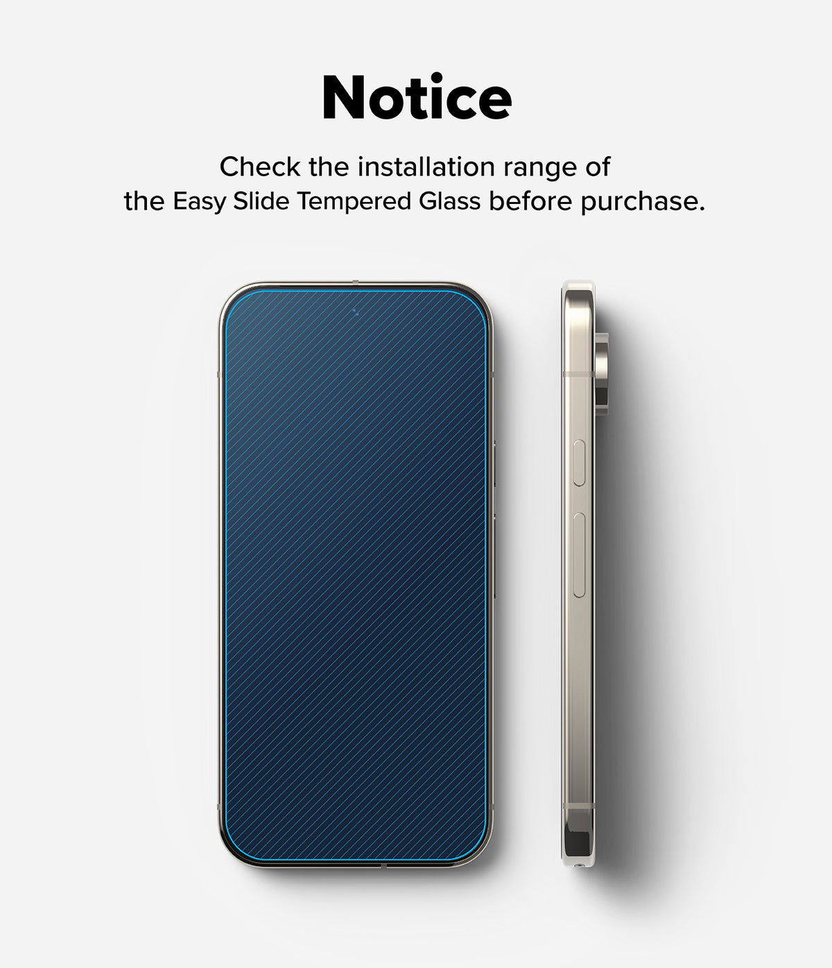 Google Pixel 10 Pro XL Screen Protector | Easy Slide Tempered Glass - Front and side views of a phone showing the screen protector installation area.