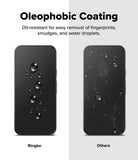 Google Pixel 10 Pro XL Screen Protector | Easy Slide Tempered Glass - Comparison showing Ringke's clean, water-beaded surface versus a smudged screen.