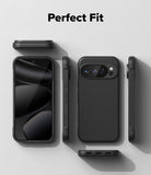 Google Pixel 10 Pro Case | Onyx - Multiple views of a black phone case showing front, back, and side profiles on a gray background.
