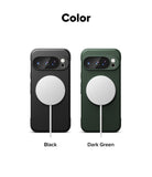 Google Pixel 10 Pro Case | Onyx Magnetic - Black and dark green magnetic phone cases with white charging pucks.