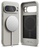 Google Pixel 10 Pro Case | Onyx Magnetic - Beige phone case with magnetic charger attached and interior view.
