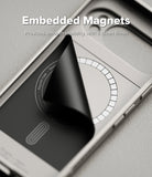 Google Pixel 10 Pro Case | Onyx Magnetic - Interior of a phone case showing a circular magnetic ring under a peeled layer.
