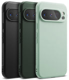 Google Pixel 10 Pro Case | Onyx - Three Google Pixel 10 Pro cases in black, dark green, and mint green arranged in a row.