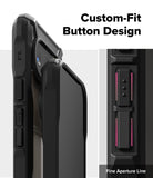 Google Pixel 10 Pro / 10 Case | Fusion-X - Close-up of black phone case buttons with highlighted red aperture lines.