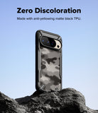 Google Pixel 10 Pro / 10 Case | Fusion-X - Matte black phone case with a camo pattern standing on a rock against a blue sky.