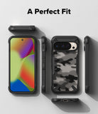 Google Pixel 10 Pro / 10 Case | Fusion-X - Multiple views of a black camouflage phone case on a Google Pixel device.