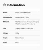 Google Pixel 10 Pro / 10 Case | Fusion-X Magnetic - Information table listing specifications for the black phone case.