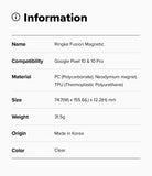 Google Pixel 10 Pro / 10 Case | Fusion Magnetic - Information table listing product specs for the clear phone case.