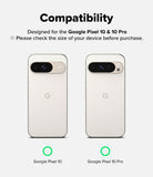 Google Pixel 10 Pro / 10 Screen Protector | Easy Slide Tempered Glass - Compatibility chart showing Google Pixel 10 and 10 Pro phones side-by-side.