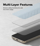 Google Pixel 10 Pro / 10 Screen Protector | Easy Slide Tempered Glass - Exploded view showing three distinct layers of tempered glass above a phone.