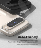 Google Pixel 10 | Camera Glass - Clear camera lens protector hovering above a Google Pixel 10 phone inside a clear case.