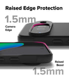 Google Pixel 10 Case | Onyx - Close-up of black phone case showing 1.5mm raised camera edge and screen bezel protection.