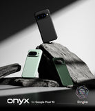 [Bundle] Google Pixel 10 Case | Onyx - Google Pixel 10 Case | Onyx - Three Google Pixel 10 Onyx cases in black, mint, and dark green displayed on jagged rocks.