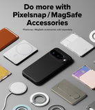 Google Pixel 10 Case | Onyx Magnetic - Black phone case surrounded by various magnetic accessories on a gray background.