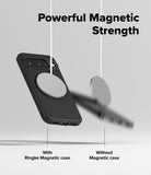 [Bundle] Google Pixel 10 Case | Onyx Magnetic - Google Pixel 10 Case | Onyx Magnetic - A magnetic charger holds a Pixel 10 case securely while a phone without one falls.