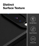 Google Pixel 10 Case | Onyx Magnetic - Close-up of textured black phone case with icons for non-slip, impact protection, and TPU.