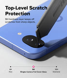 [Bundle] Google Pixel 10a Case | Fusion Matte - Google Pixel 10a Case | Fusion Matte - A utility knife blade pressing against a 9H camera glass protector on a blue phone.