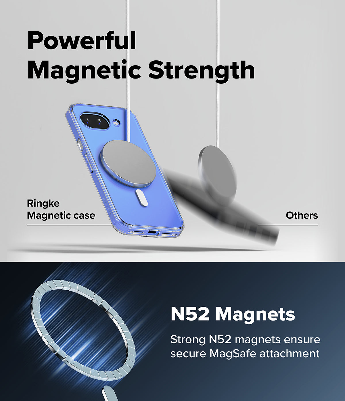 [Bundle] Google Pixel 10a Case | Fusion Magnetic - Google Pixel 10a Case | Fusion Magnetic - A magnetic phone case holding a charger while a generic case falls away.