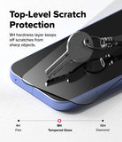 [Bundle] Google Pixel 10a Case | Onyx - Google Pixel 10a Case | Onyx - A metal key resting on a smartphone screen protector, demonstrating 9H hardness scratch protection.