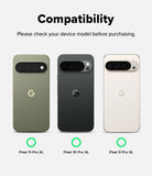 Pixel 11 Pro XL Screen Protector | Easy Slide Privacy Tempered Glass (2 Pack) - A Google Pixel 11 Pro XL smartphone shown from the back and front in an olive green color, with text stating 'Designed for Google Pixel 11 Pro XL' and a green ring icon below.